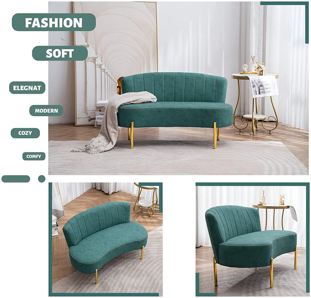 Teal Tufted Velvet 2 Seater Sofa Z955