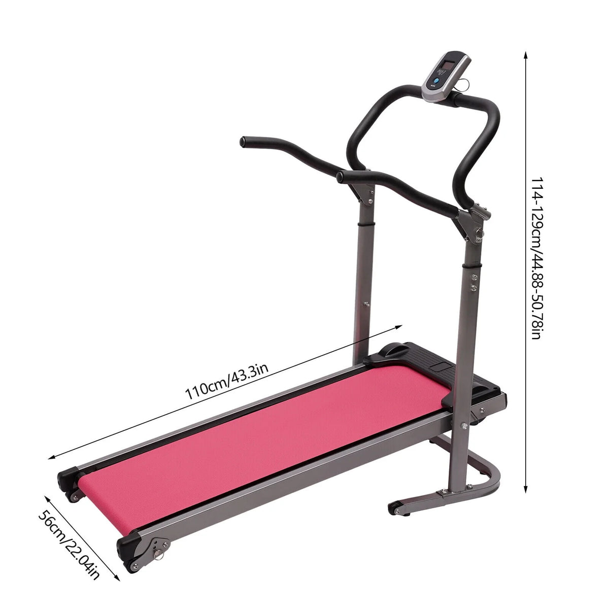 Folding Treadmill with Manual Incline Pink Y1952