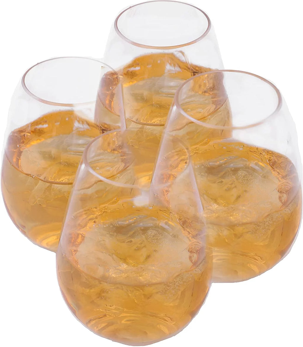 12 Pack 12 oz Clear Plastic Stemless Wine Glass I464212