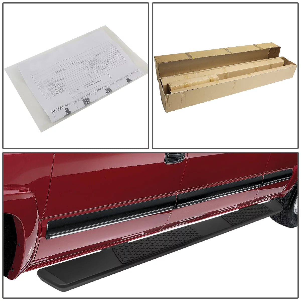 Coated Stainless Steel Side Step Nerf Bar Running Boards B63801