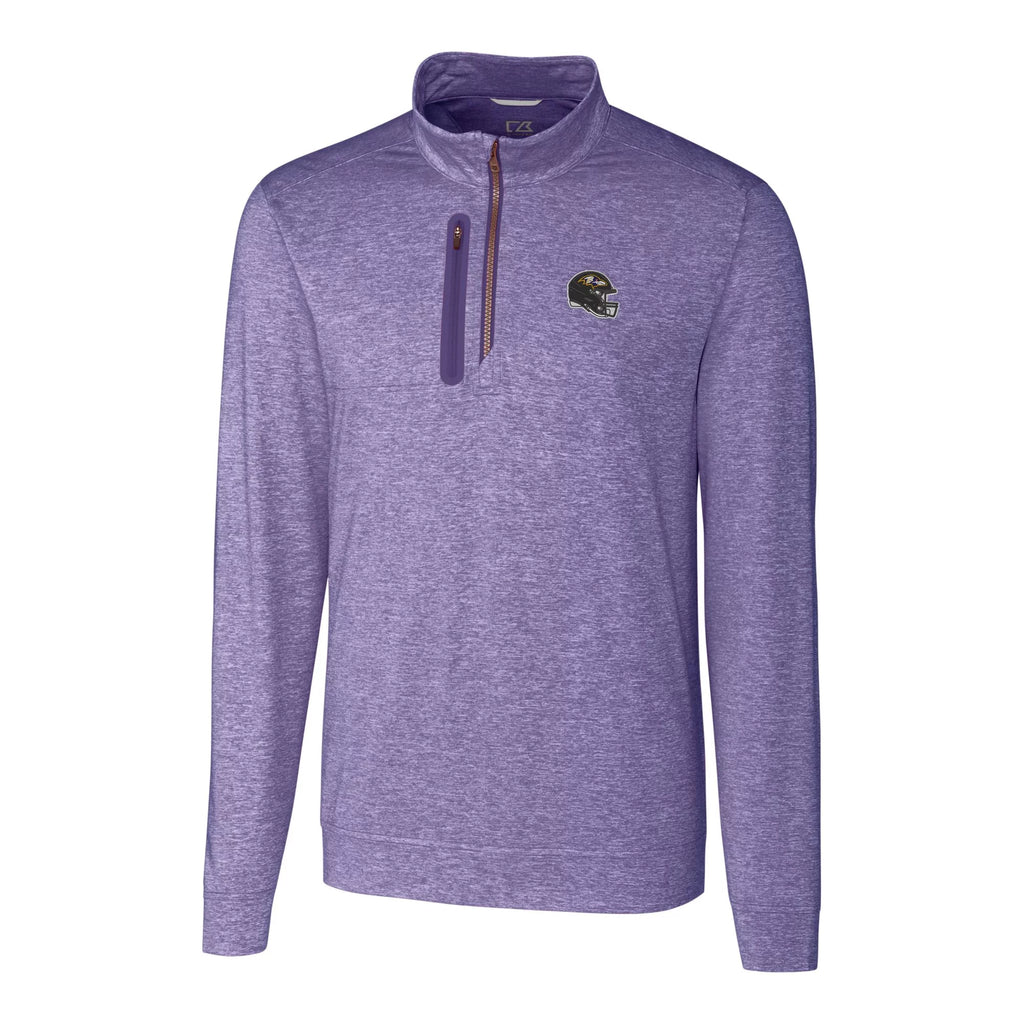 Men's Purple Heathered Quarter-Zip Pullover Top J760