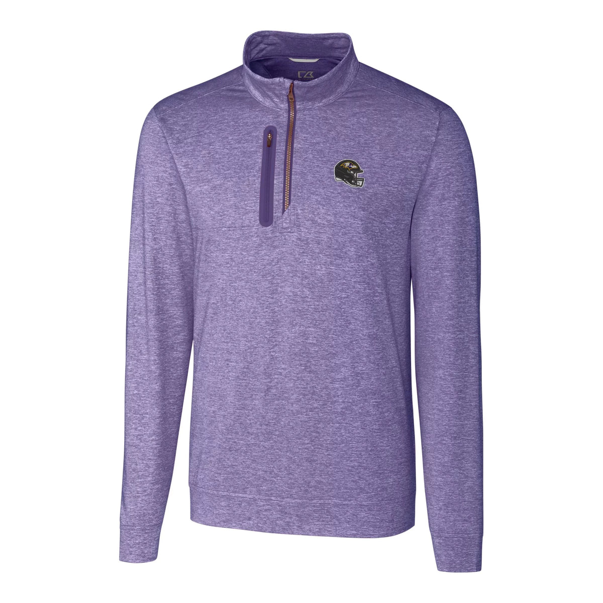 Men's Purple Heathered Quarter-Zip Pullover Top J760