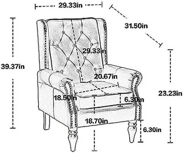 PU Leather Button Tufted Wing Back Accent Chair with Rubber Wood Legs Z94314