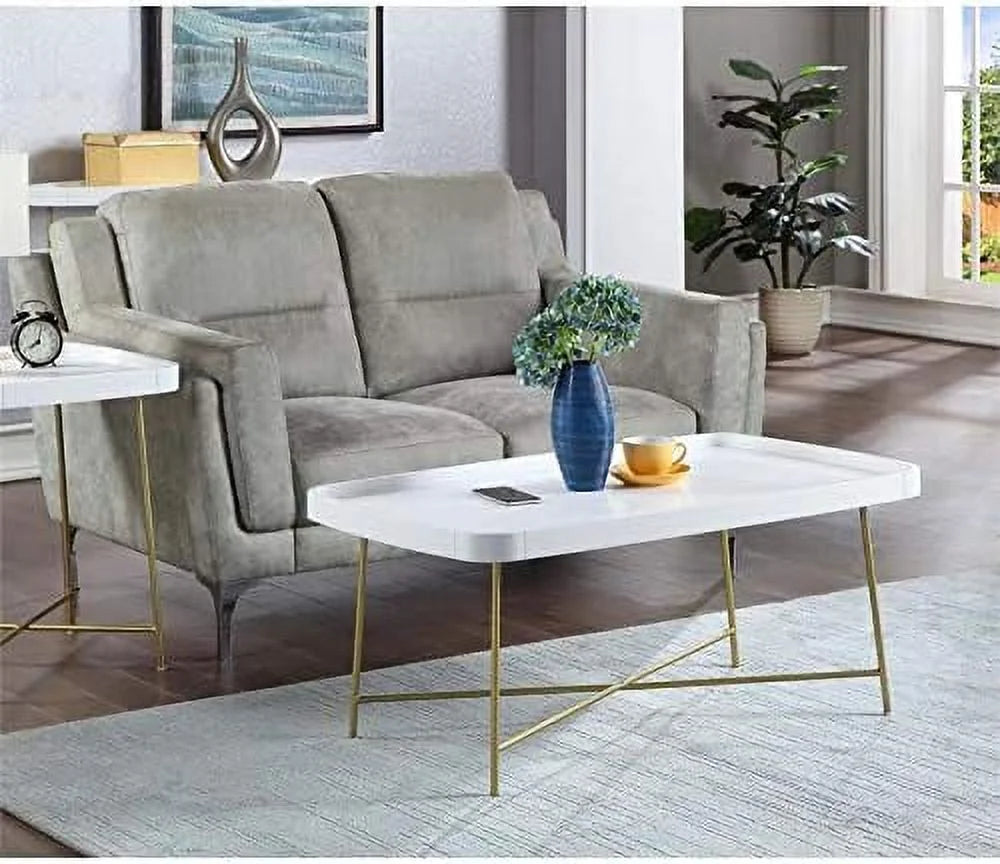 White Wood Coffee Table with X Legs W679010