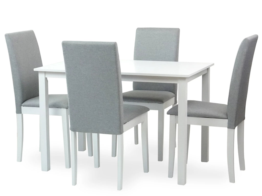 5 Pc Dining Table and 4 Side Chairs Solid Wood White Y725