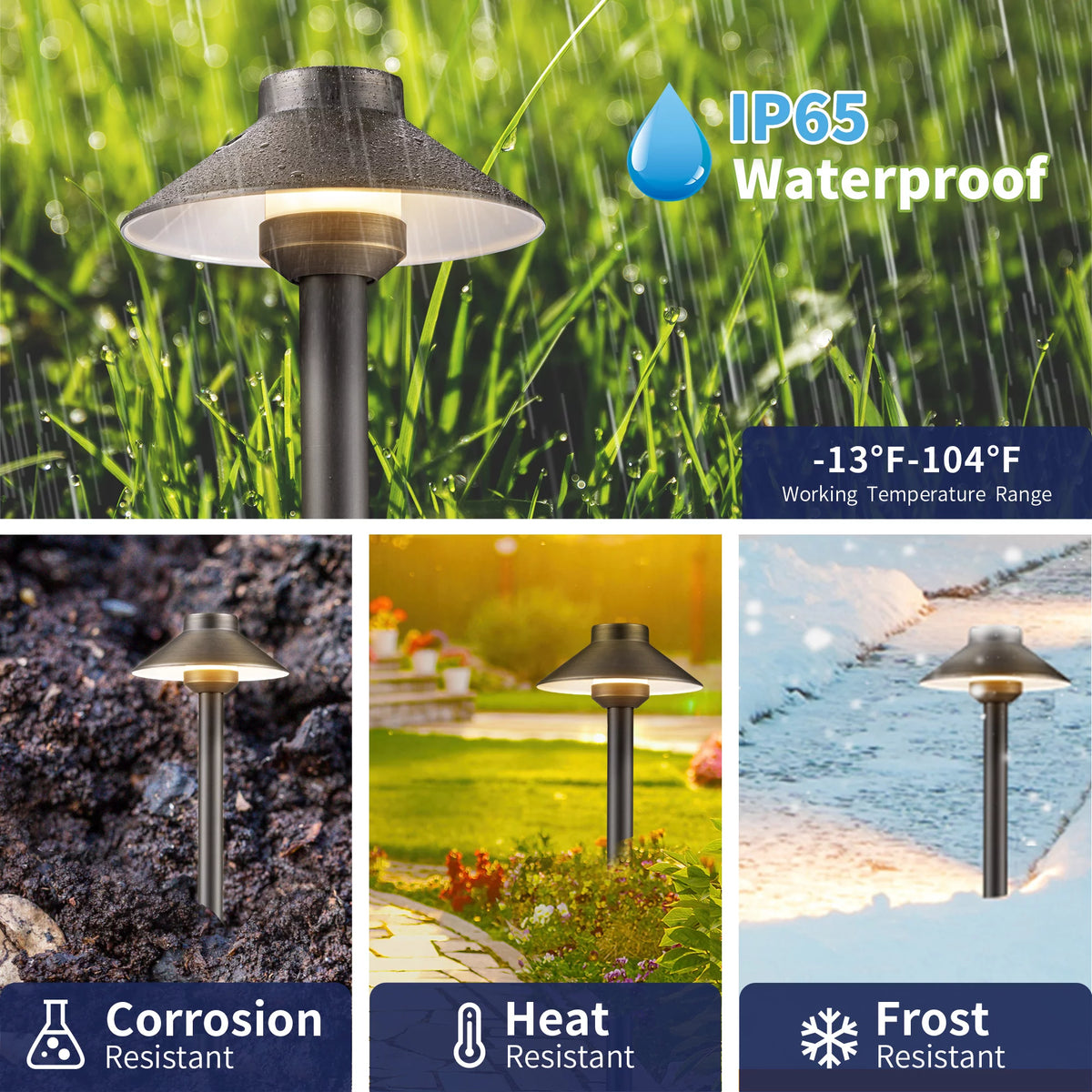 Brass Low Voltage LED Landscape Path Lights 4 Pack T286616