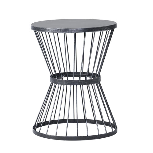 16 Inch Metal Side Table Matte Black X655