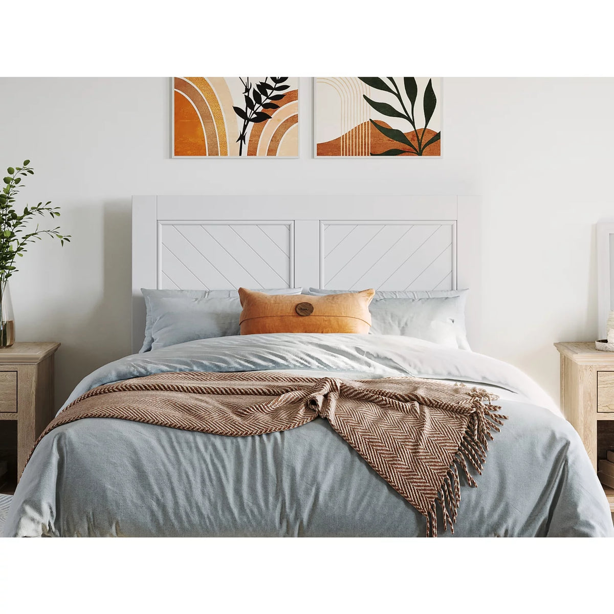 Contemporary Solid Wood Twin Size Headboard in White Y7698