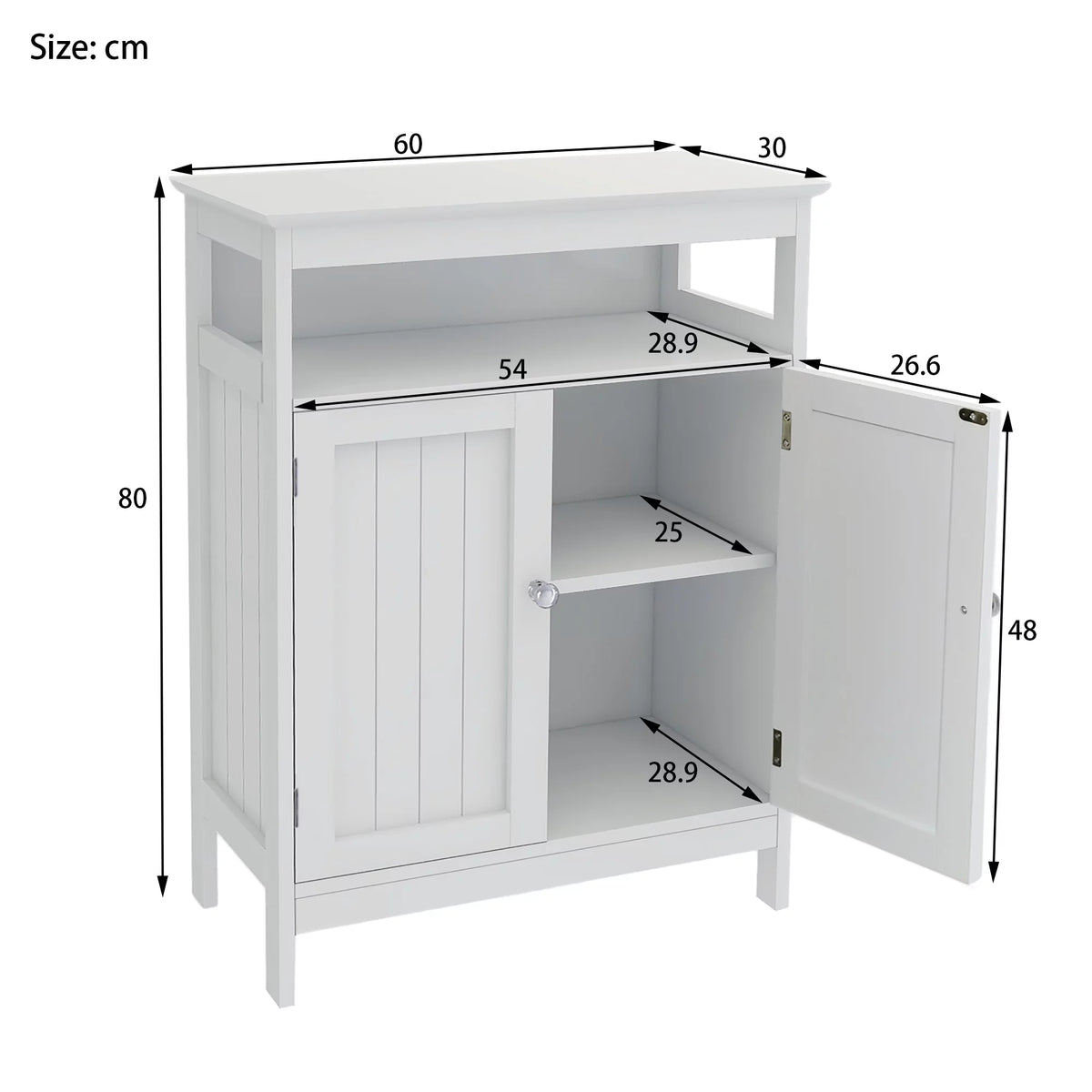 White Kitchen Storage Cabinet with Double Shutter Doors Z715260