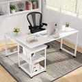 55 inch L-Shaped Corner Computer Desk with Shelves B3902