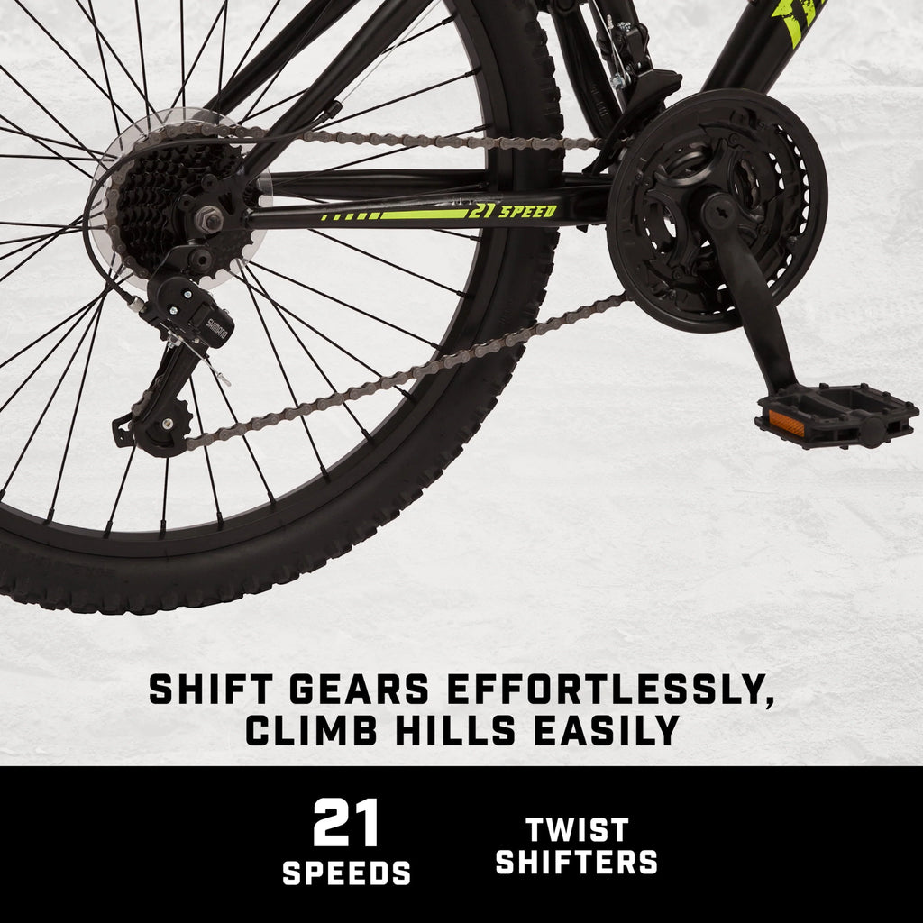 Black and Yellow 21 Speeds Mountain Bike D403