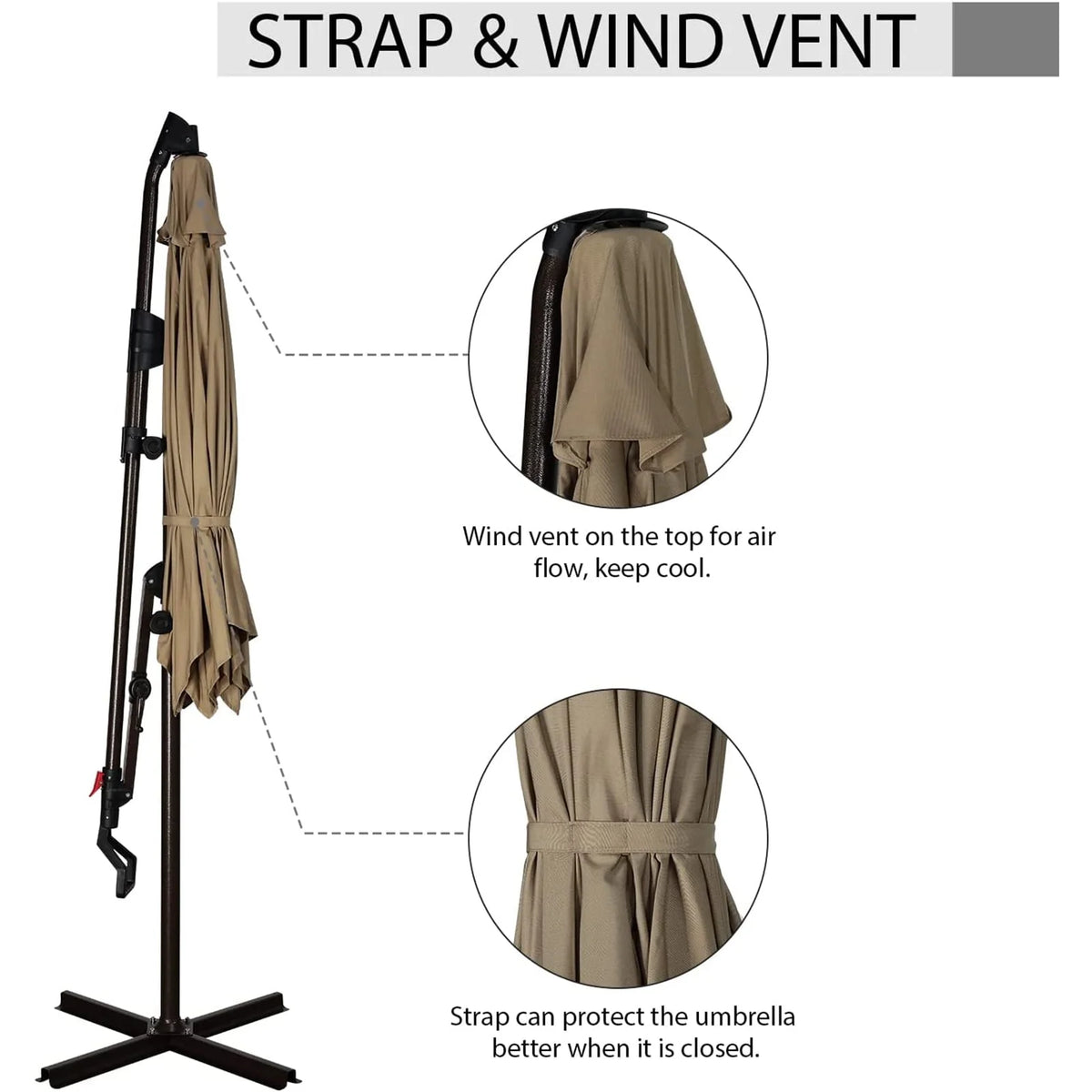 10ft Offset Hanging Patio Umbrella with Aluminum Stand I92248