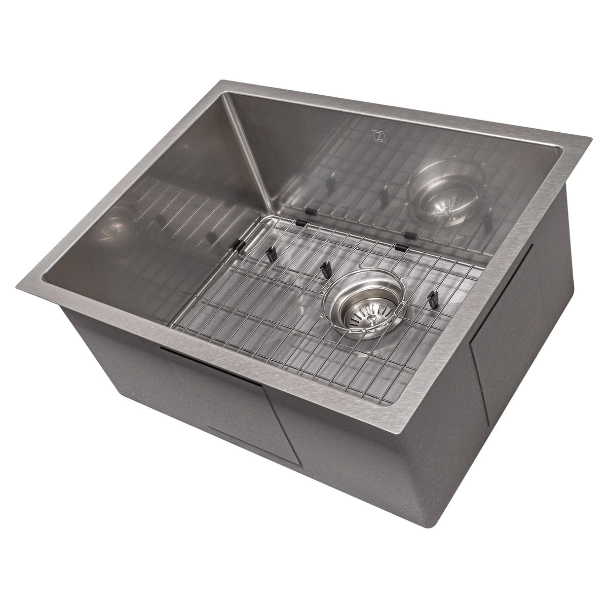 23 in. Undermount Single Bowl Stainless Steel Kitchen Sink with Bottom Grid L34474