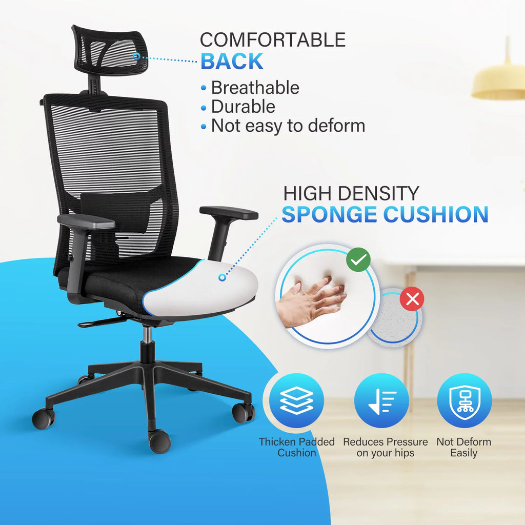 Black Ergonomic Mesh Office Chair with Wheels F9878
