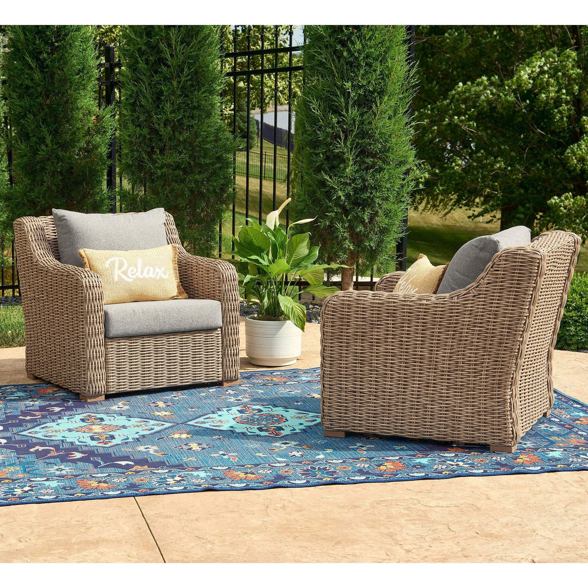 2-Pack Outdoor Club Lounge Chairs with Cushions L50106