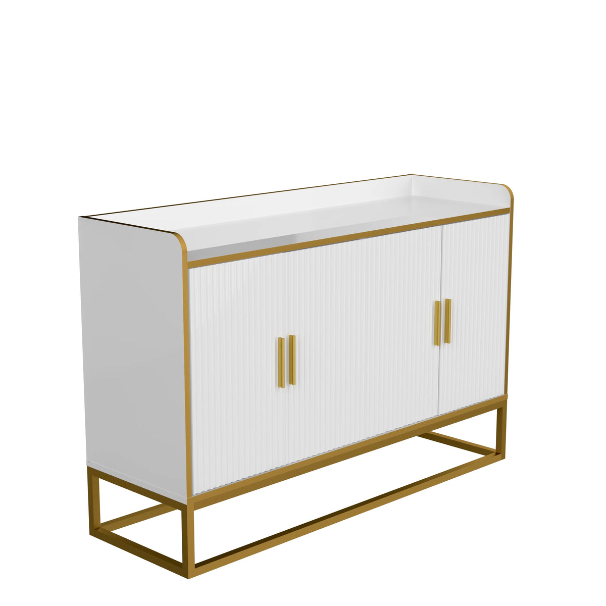 White Gloss Storage Cabinet with Metal Legs K42211
