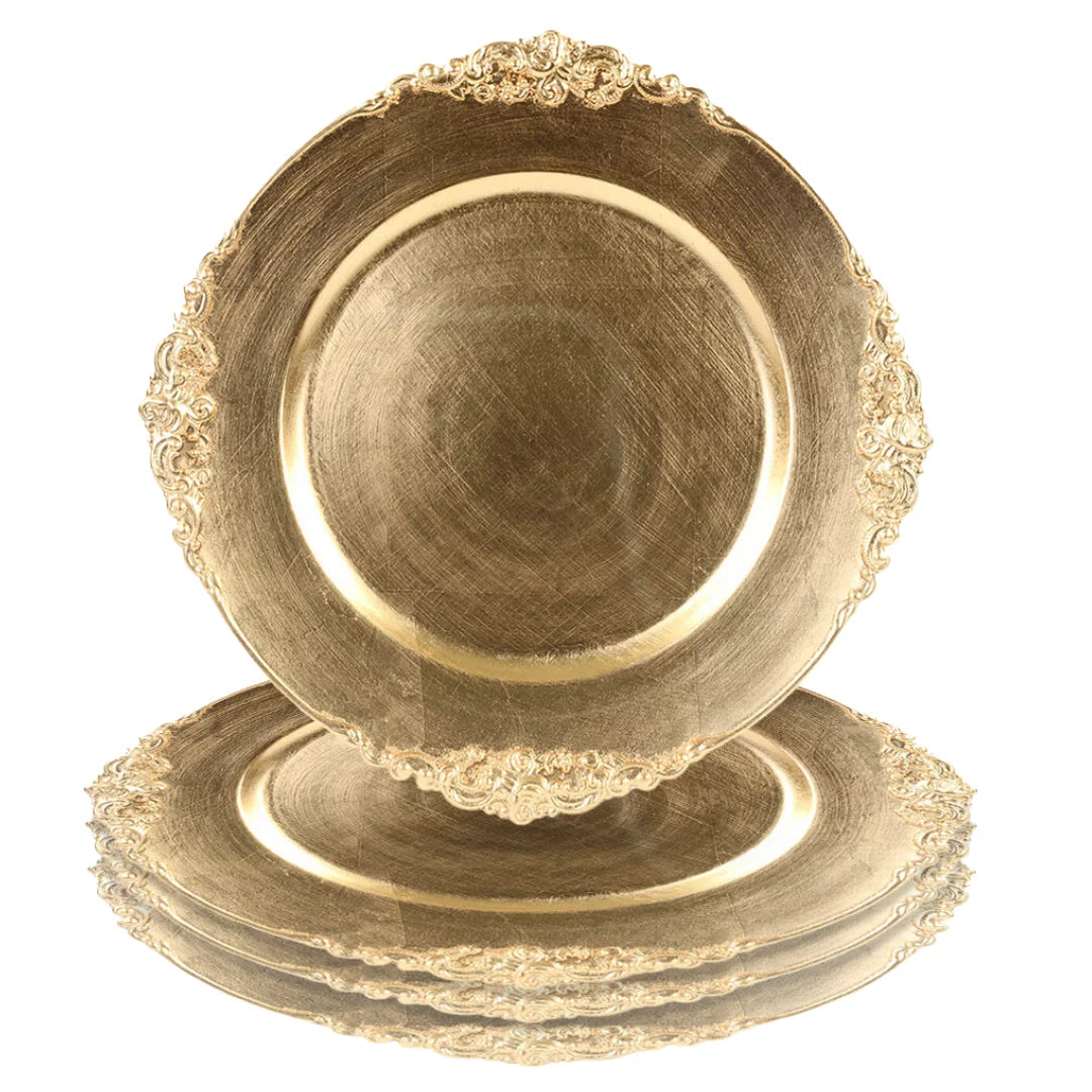 Vintage Acrylic Charger Plate, Gold (Pack of 4) M37915