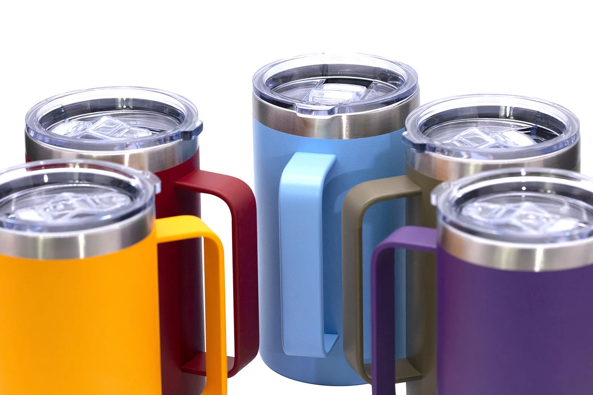 24 oz Stainless Steel Insulated Tumbler with Handle and Lid F4401