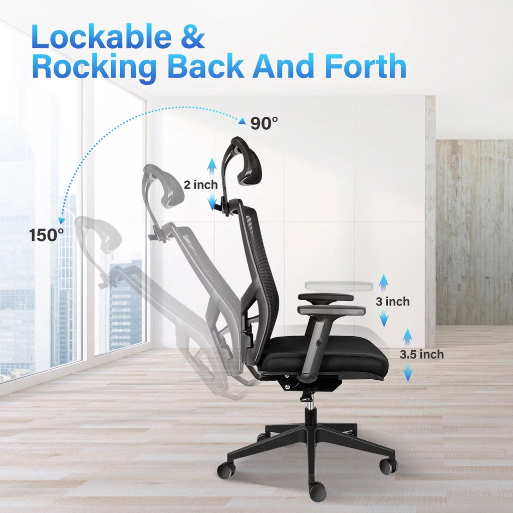 Black Ergonomic Mesh Office Chair with Wheels F9878