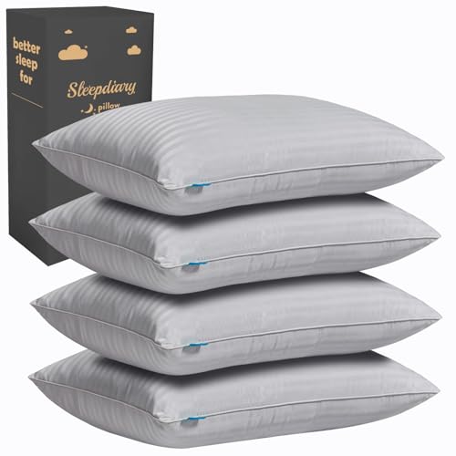 Queen Size Set of 2 Gray Down Alternative Pillows E778