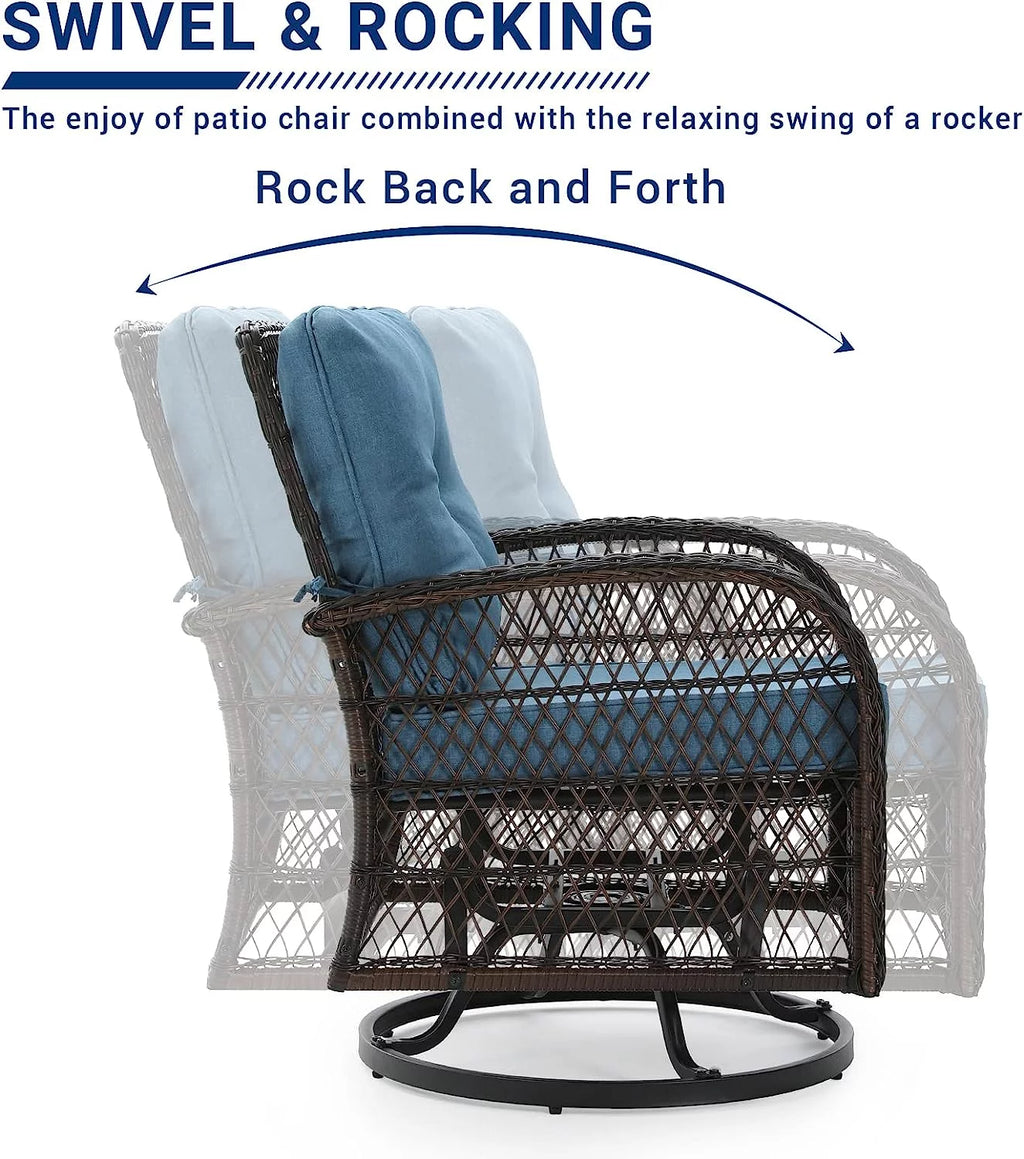 3 Pieces Patio Furniture Set with Glass Top Side Table Z2027