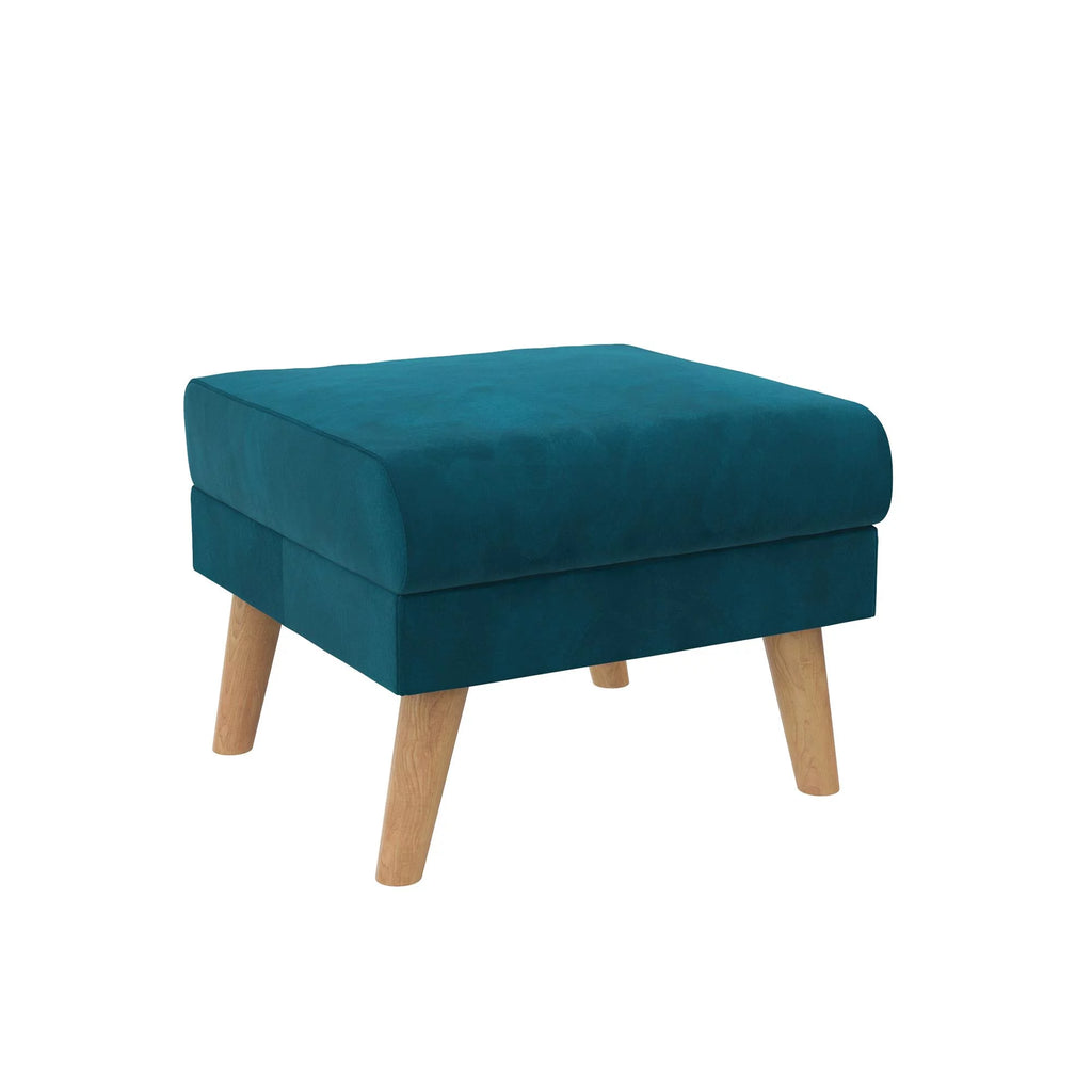 Blue Velvet Upholstered Sectional Sofa with Ottoman W5771