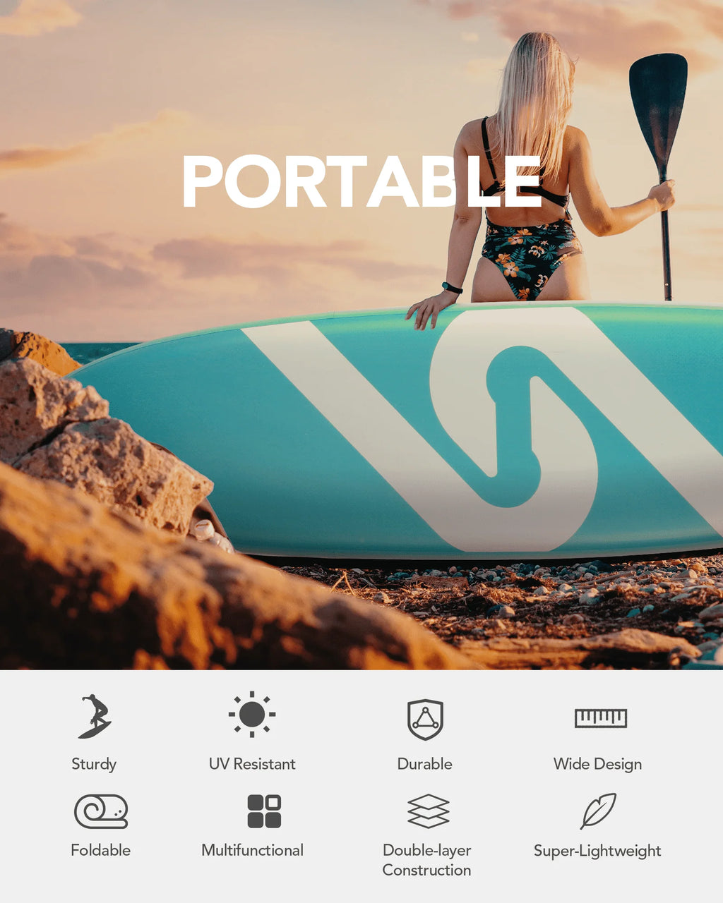 Inflatable Paddle Board 10' 6 in. Thick Green K59992