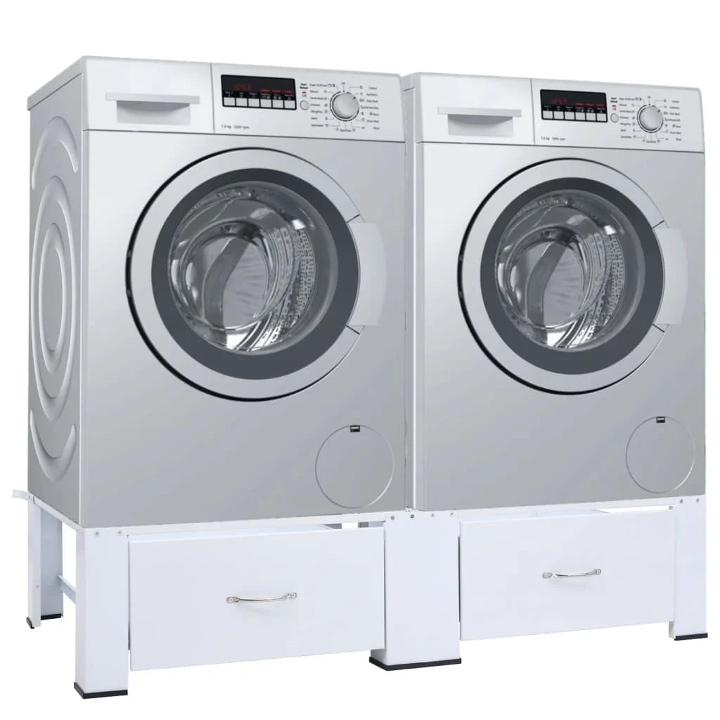 Washing and Drying Machine Pedestal with Pull-out Shelves White X9355