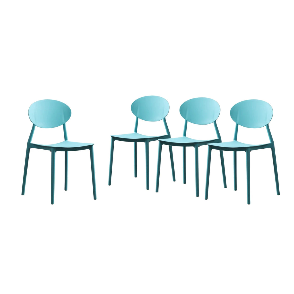 Teal Plastic Stacking Dining Chairs Set of 4 B613