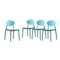 Teal Plastic Stacking Dining Chairs Set of 4 B613