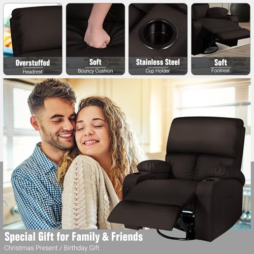 Black Faux Leather Massage Rocking Recliner Chair X76167