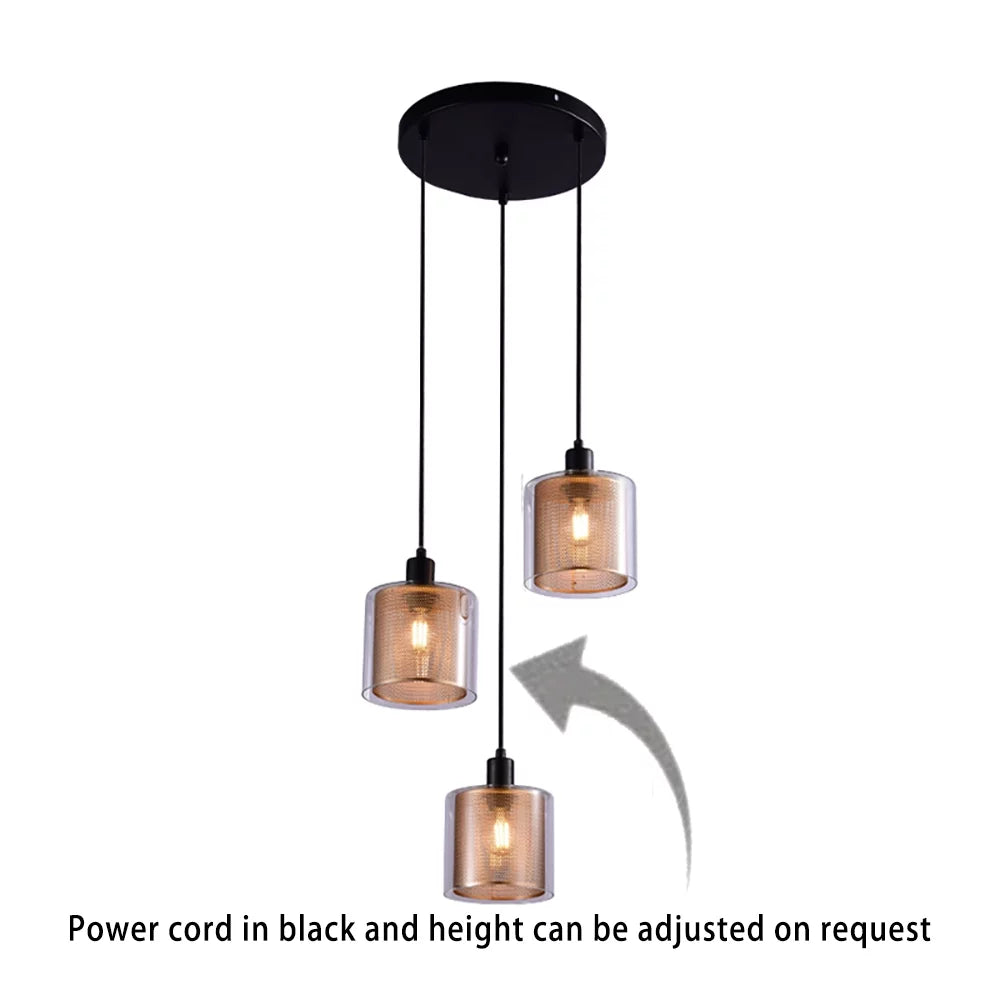 3-head Height Adjustable Gold Glass Chandelier T65216