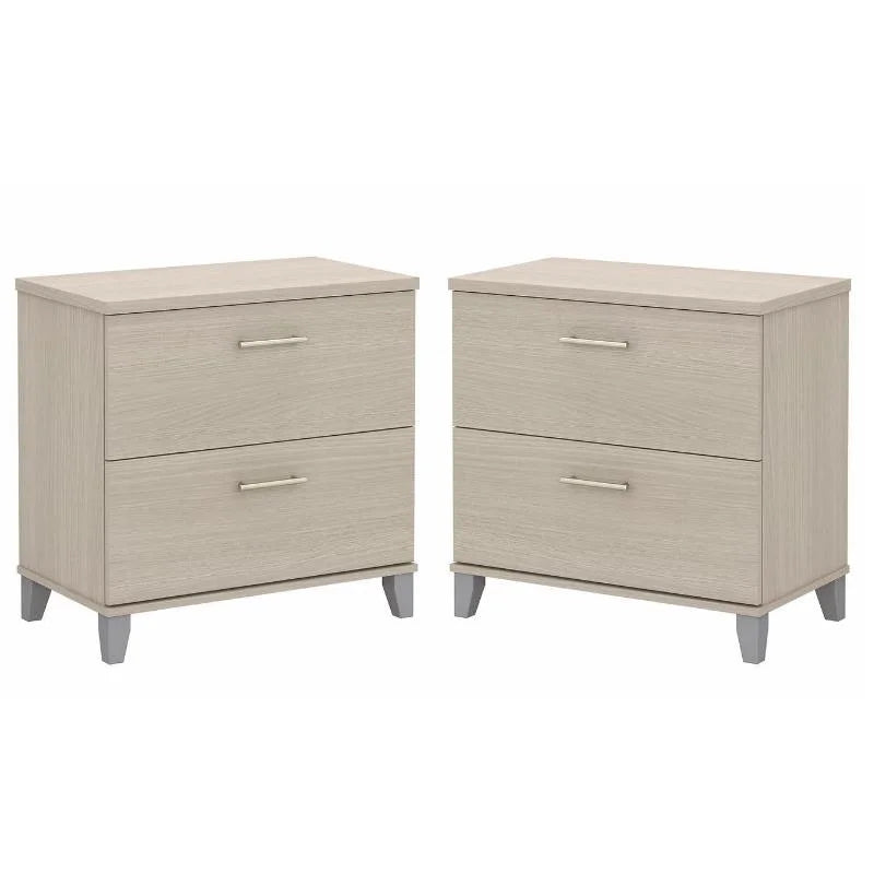 2 Piece Engineered Wood Lateral Filing Cabinet Set in Sand Oak L277636