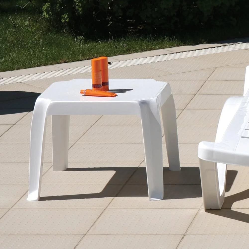 White Resin Square Side Table D531