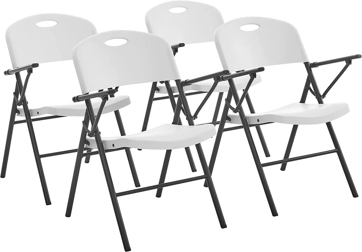 White 4pc Pack Plastic Folding Chair with Armrest F47700