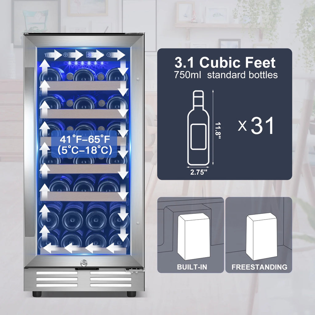 15 inch 30 Bottle Stainless Steel Wine Cooler R18177