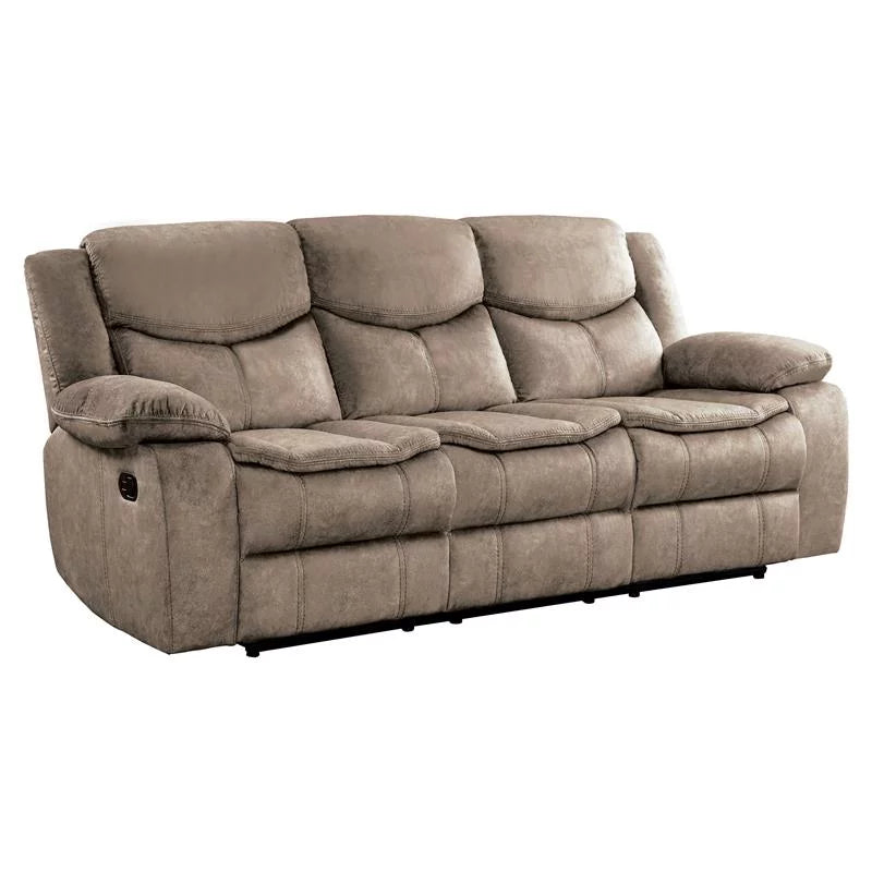 Brown Microfiber Double Reclining Sofa W873142