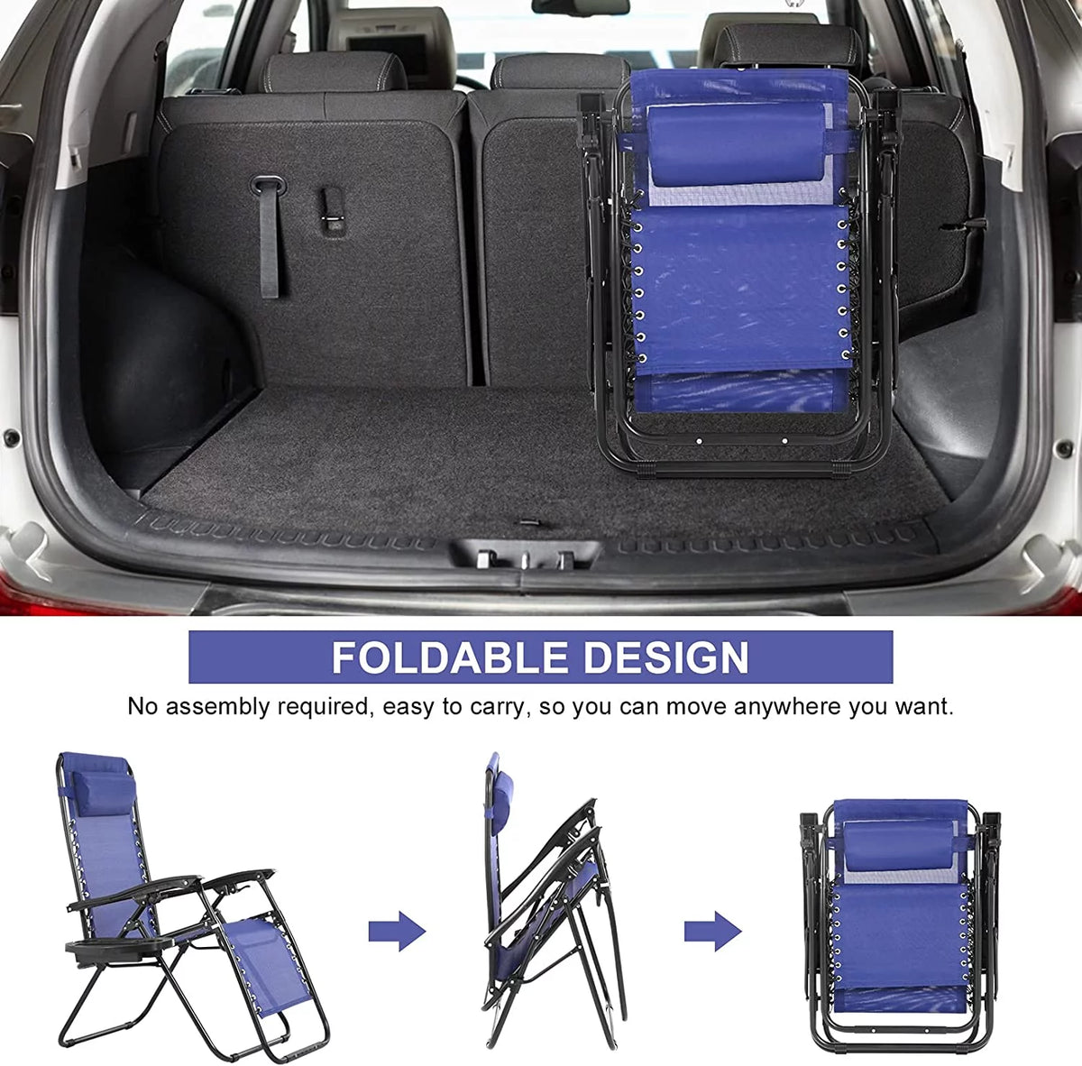 Blue Zero Gravity Chair with Pillow & Cup Holder M766