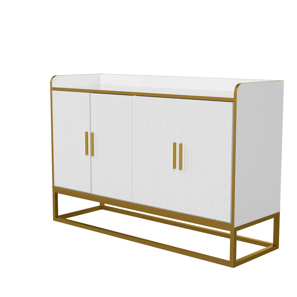 White Gloss Storage Cabinet with Metal Legs K42211