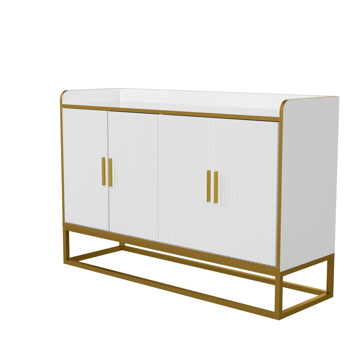 White Gloss Storage Cabinet with Metal Legs K42211
