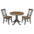 36" Round Wood Table with 2 X-Back Chairs 3 Piece Set Y842341