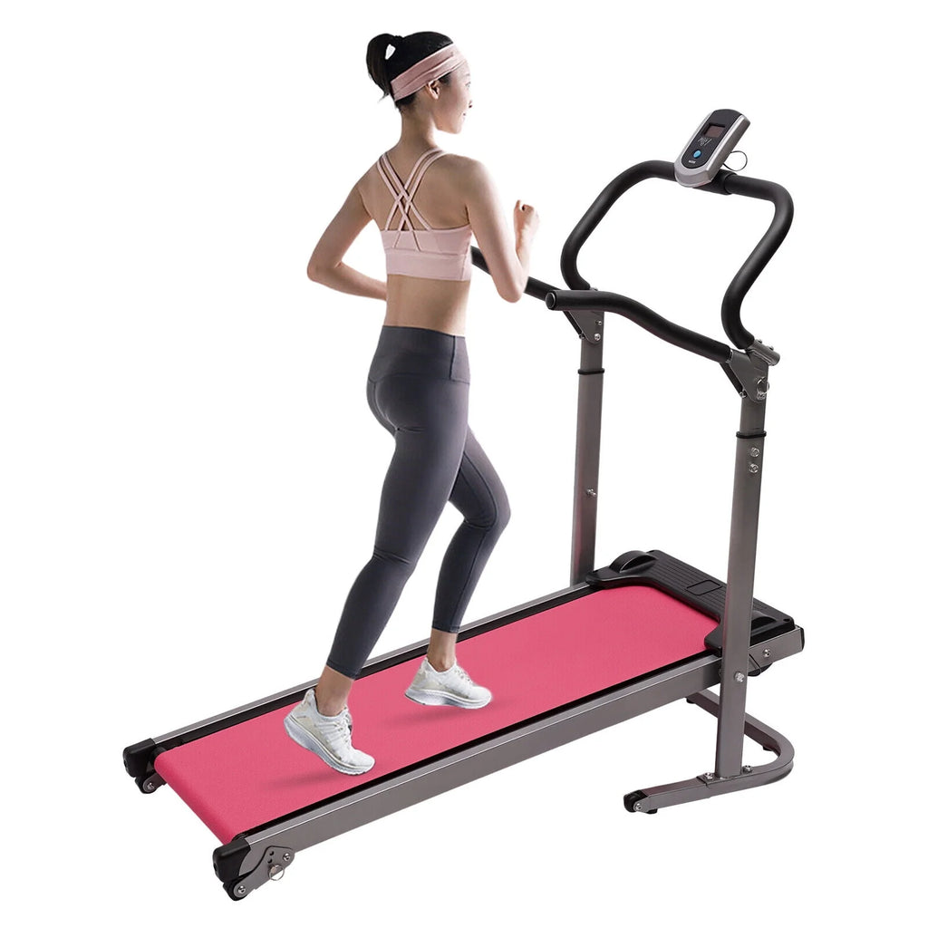 Folding Treadmill with Manual Incline Pink Y1952