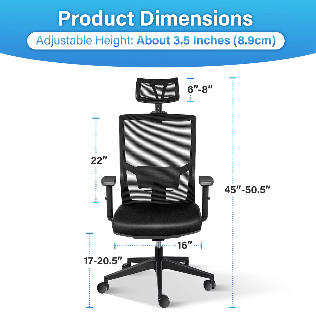Black Ergonomic Mesh Office Chair with Wheels F9878