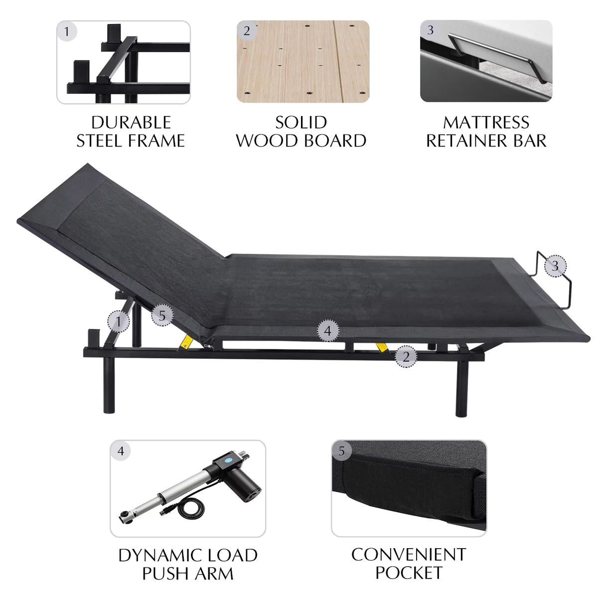 Queen Size Ergonomic Electric Adjustable Bed Base Frame T76837