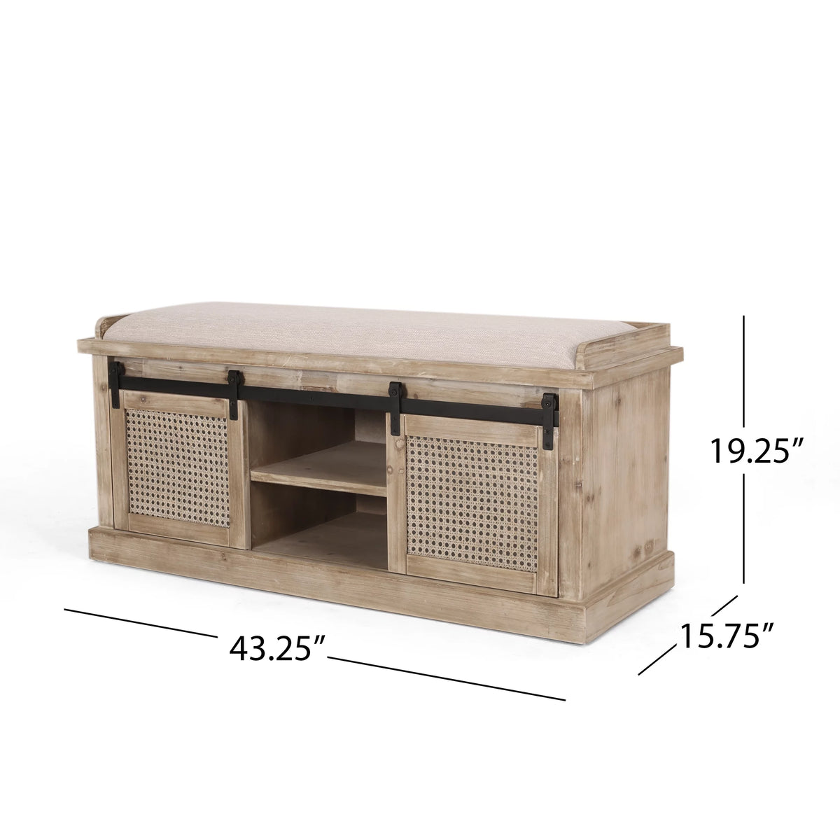 Rustic Storage Bench with Cushion U80725