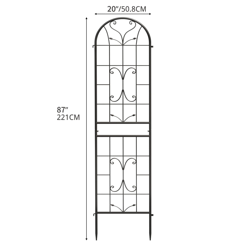 Metal Garden Arch Trellises 2 Pack Black Rust-Resistant D554