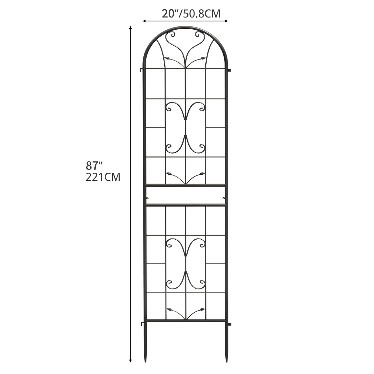 Metal Garden Arch Trellises 2 Pack Black Rust-Resistant D554
