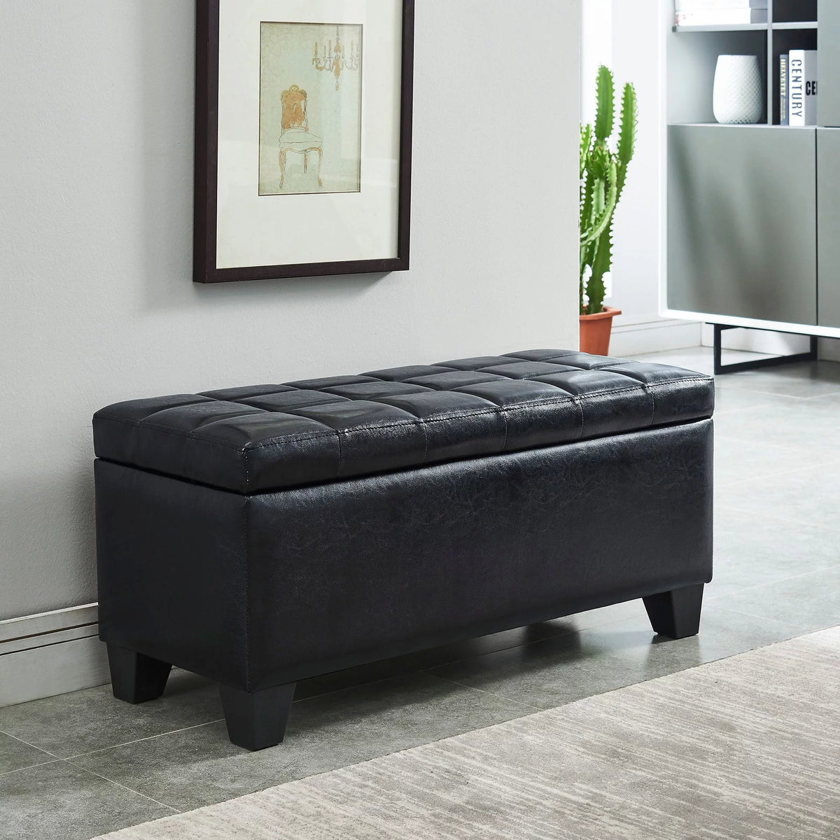 Black Rectangular Storage Ottoman M20817