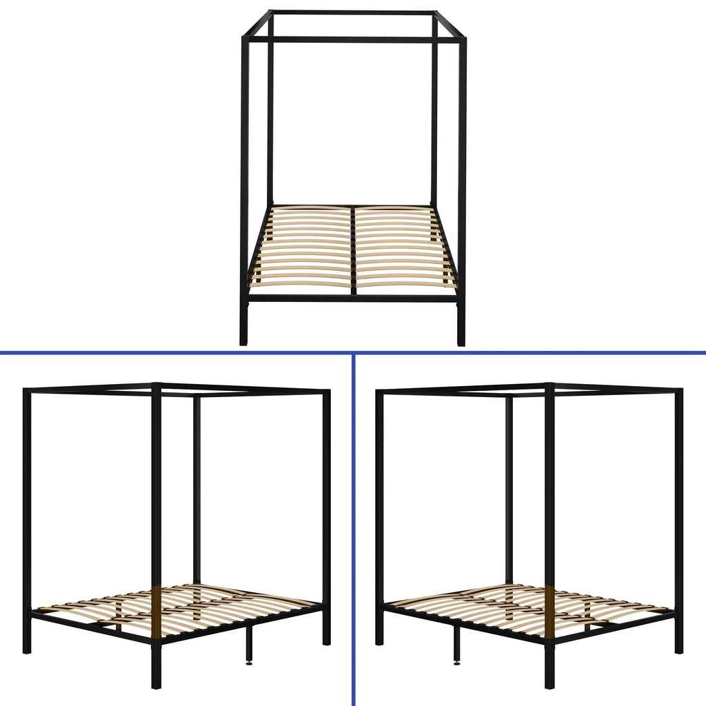 Queen Size 13 Inch Black Metal Canopy Bed Frame C83155