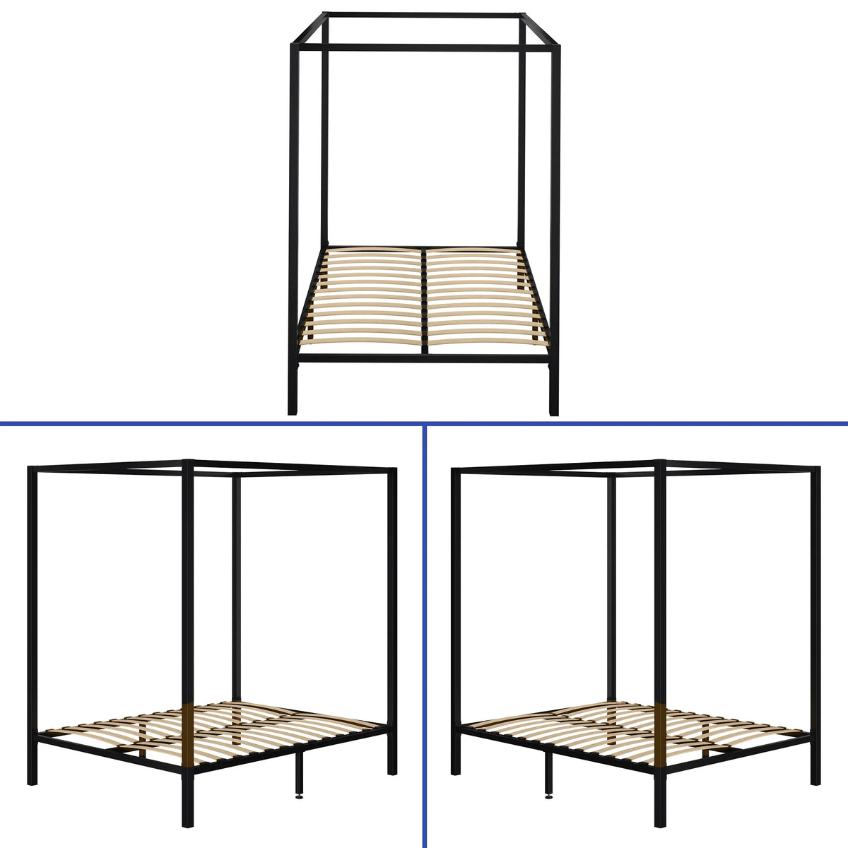 Queen Size 13 Inch Black Metal Canopy Bed Frame C83155